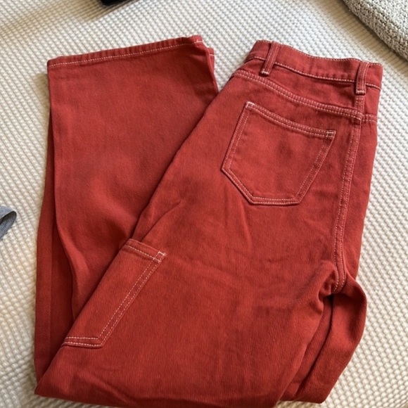 LIONESS CARGO DENIM PANTS RED - Picture 2 of 5